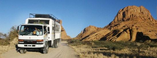 On an overland tour safari in Namibia
