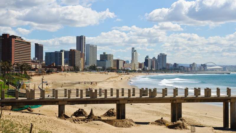 Durban beach and cityscape