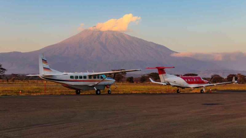 Arusha airport and mount Meru
