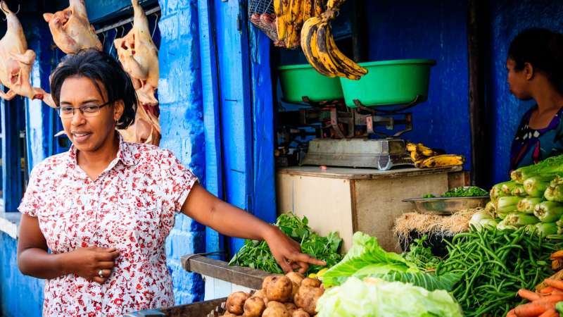 Local food stall in Antananarivo selling Malagasy street food