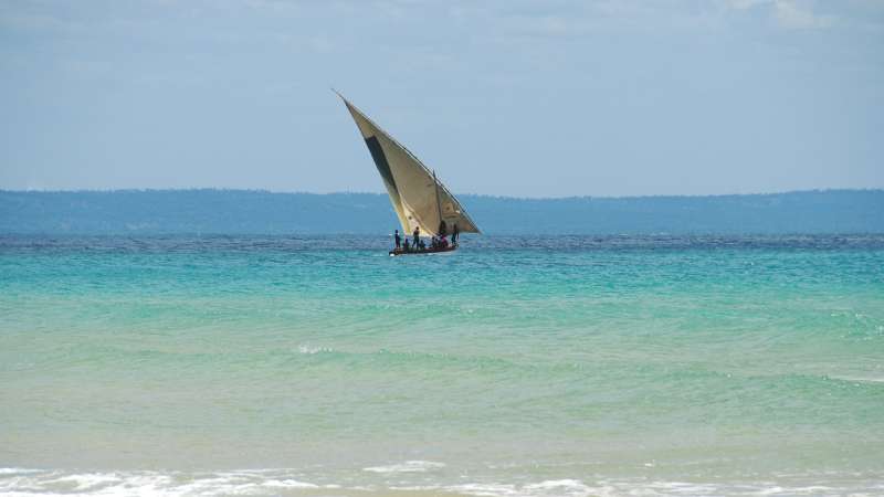Fishermen on dhow off bazaruto islands