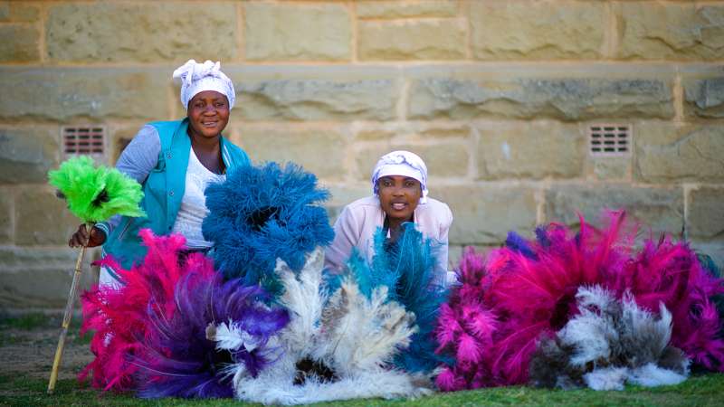 Ostrich feathers on sale in Oudtshoorn