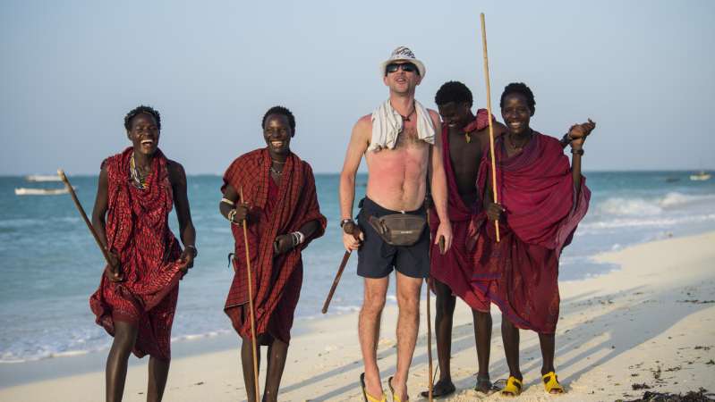 Masaai men and tourist zanzibar islands