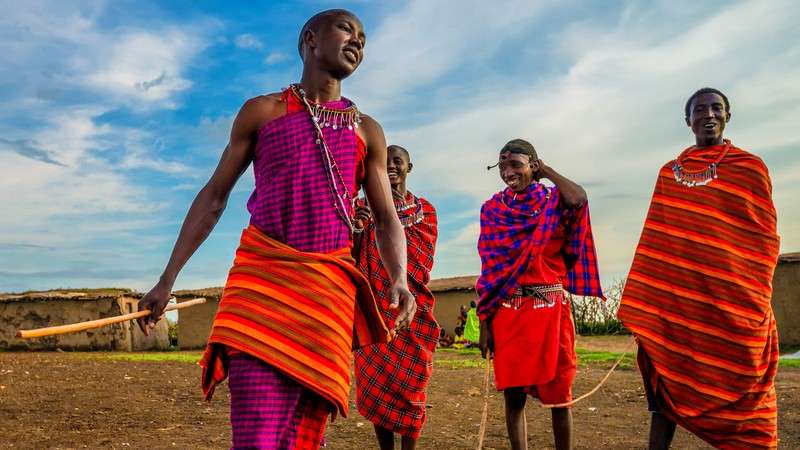 Maasai tribesman in traditional dress near Amboseli National Park