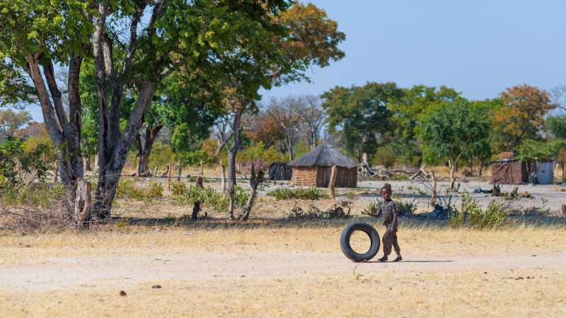 Local Village Life Boy Playing in Caprivi Namibia