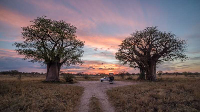 Remote camping around Nxai Pan Botswana safari