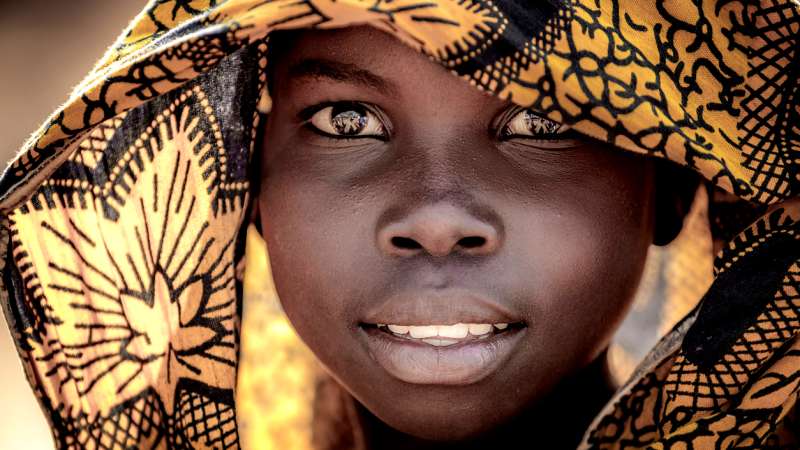 Malawi girl in headscarf